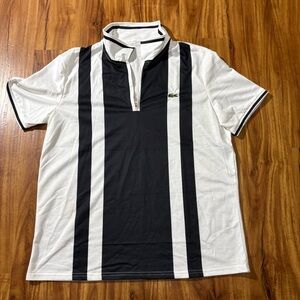 Lacoste Black and White Men's Polo Shirt Zip Up